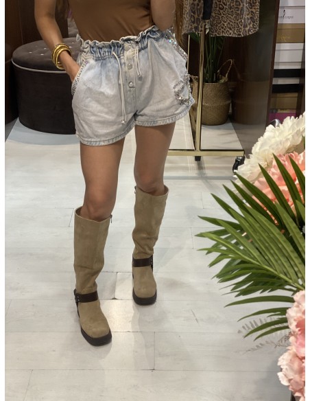 Bota Hebilla Beige