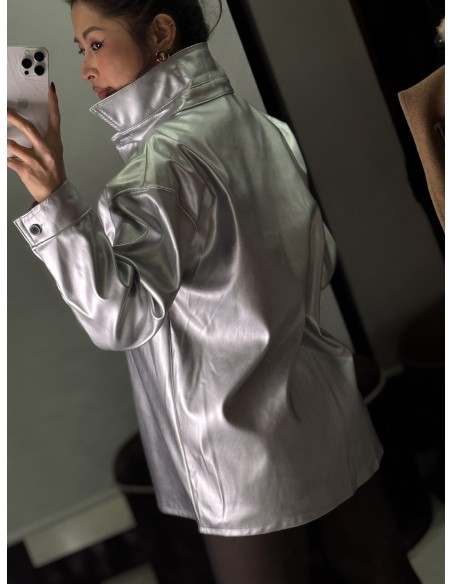 Camisa Polipiel Plata