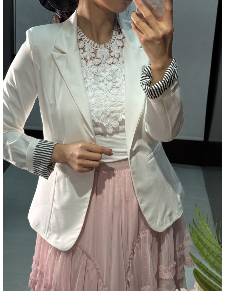 Blazer Manga Rayas Blanca