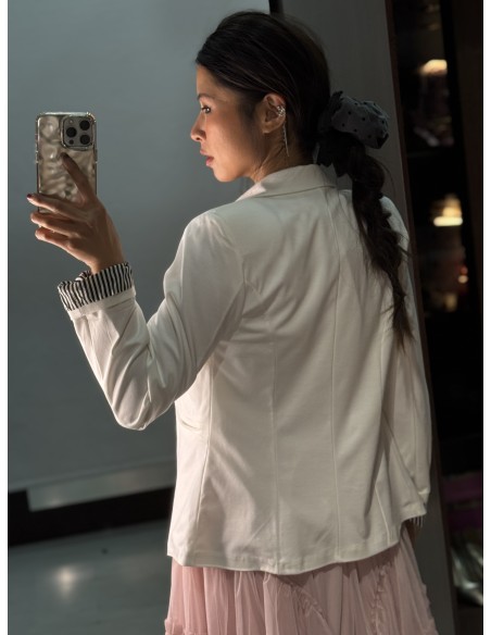 Blazer Manga Rayas Blanca