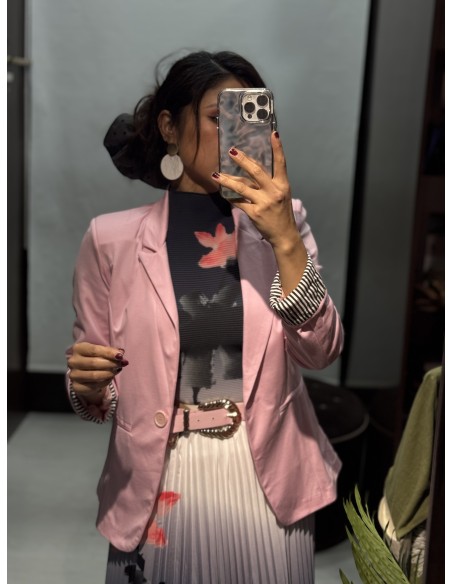 Blazer Manga Rayas Rosa
