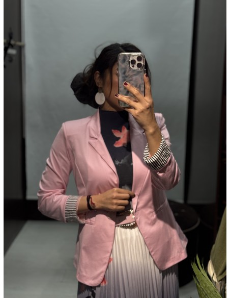 Blazer Manga Rayas Rosa