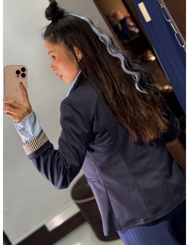 Blazer Manga Rayas Marino