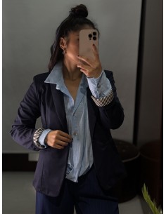 Blazer Manga Rayas Marino