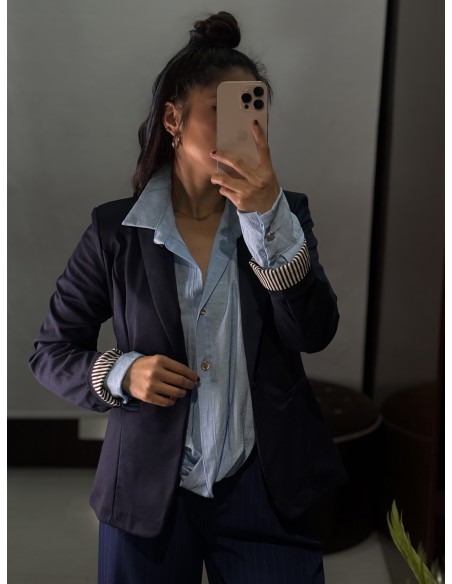 Blazer Manga Rayas Marino