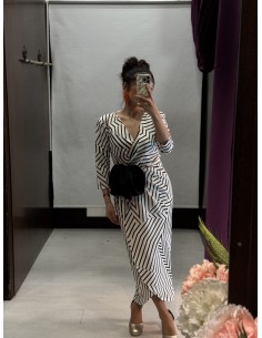 Vestido Ameli Blanco/Negro