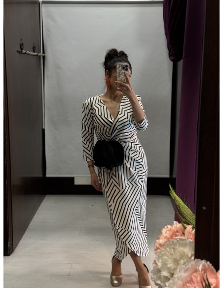 Vestido Ameli Blanco/Negro