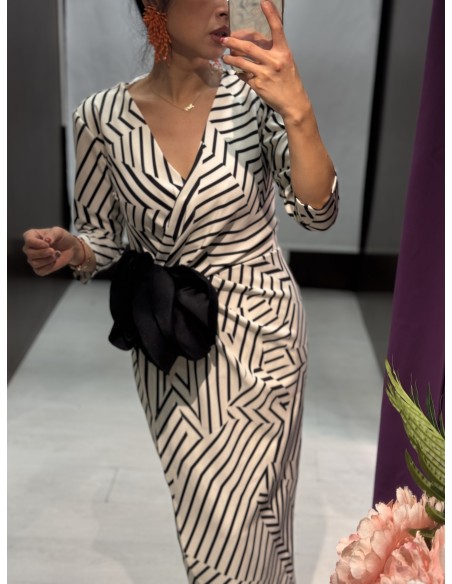 Vestido Ameli Blanco/Negro