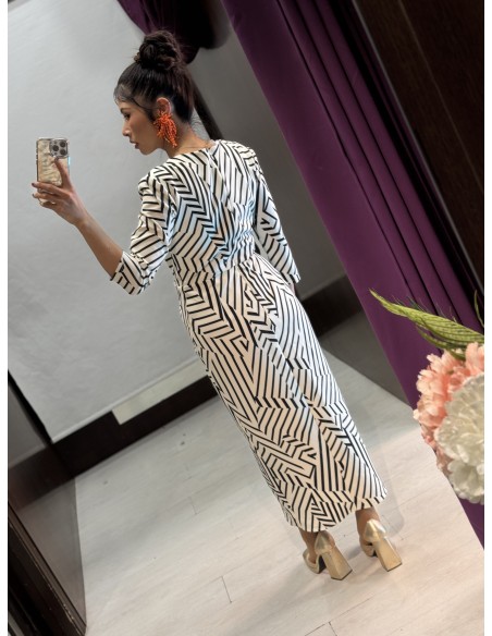 Vestido Ameli Blanco/Negro