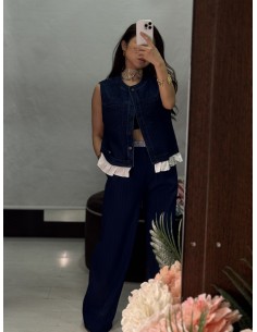 Pantalon Doble Cintura Azul 2