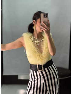 Body Tul Escote Amarilla