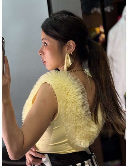 Body Tul Escote Amarilla