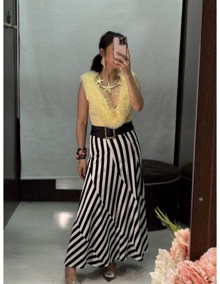 Body Tul Escote Amarilla