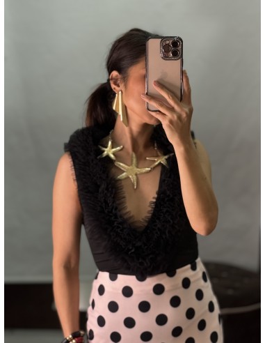 Body Tul Escote Negro