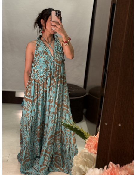 Vestido Indiana Largo Azul