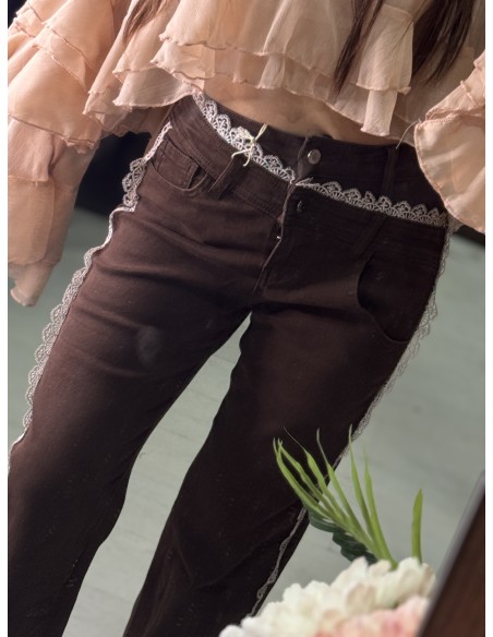 Vaquero Marron Encaje