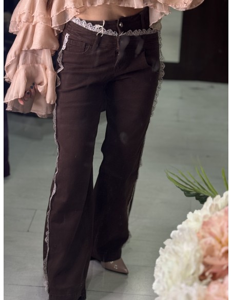 Vaquero Marron Encaje