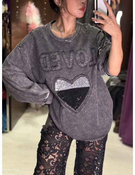 Sudadera Gris Love
